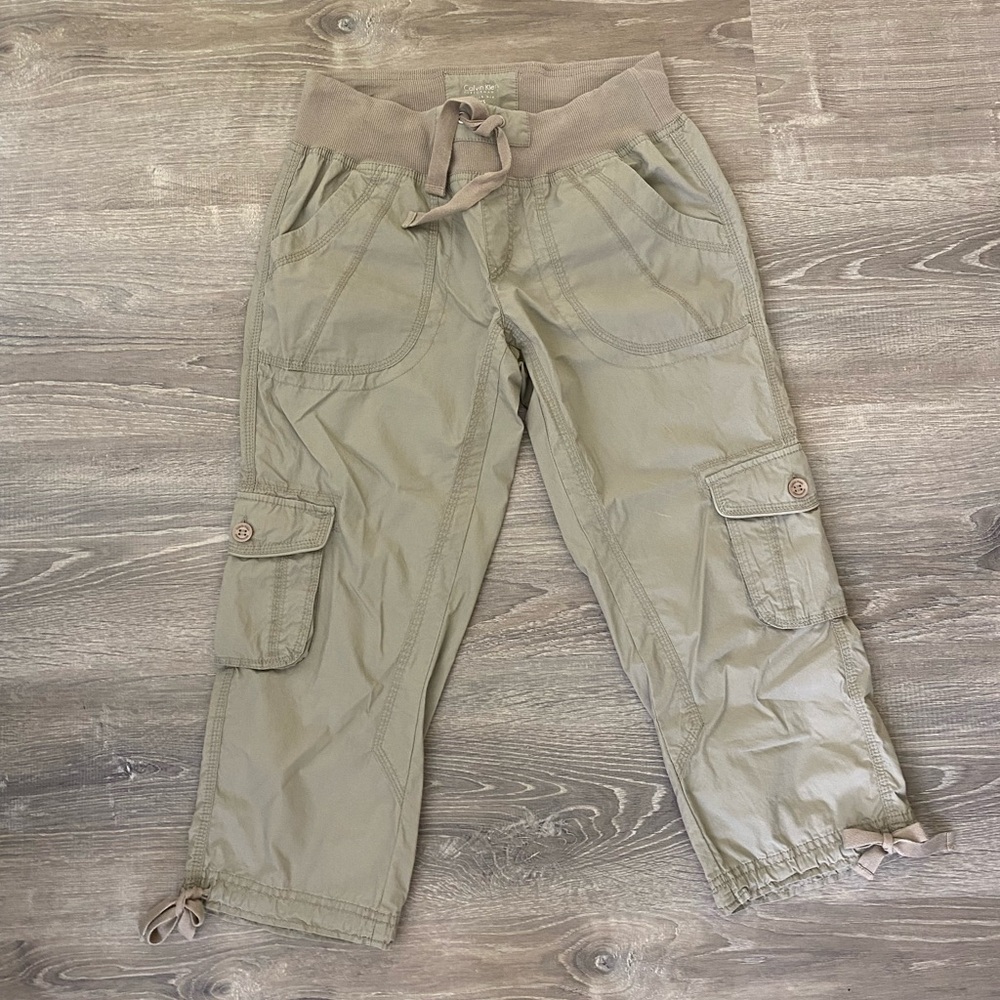 Calvin Klein Performance Tan Casual Cargo Capris with Elastic Waistband